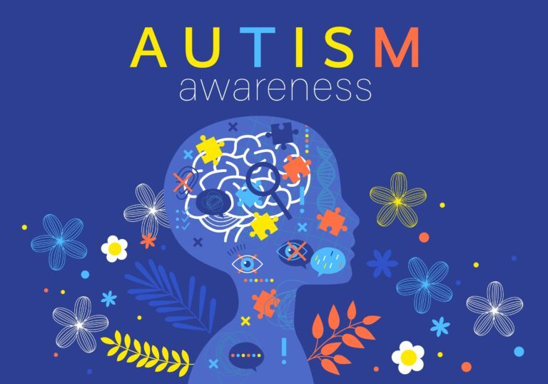 World,Autism,Awareness,Day.,Colorful,Puzzles,With,Flowers,And,Leaves